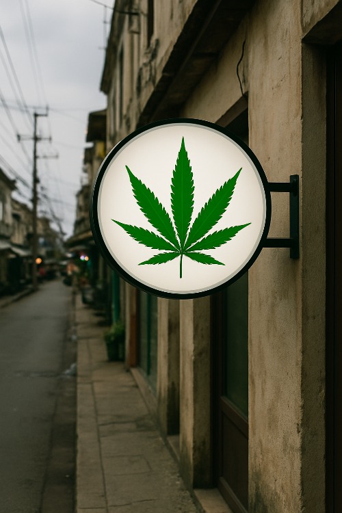 cannabis sign in the street